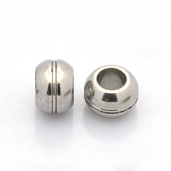 

PandaHall Rondelle 201 Stainless Steel Beads, Large Hole Beads, Stainless Steel Color, 12x8mm, Hole: 6mm 201 Stainless Steel Rondelle