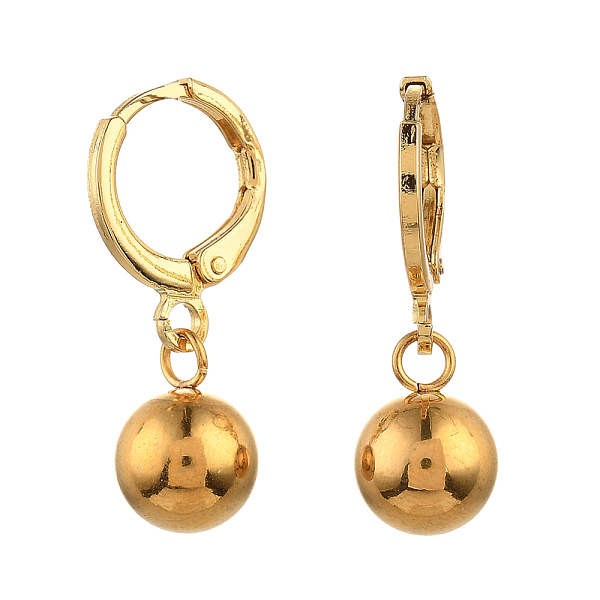 

PandaHall Brass Huggie Hoop Earring, with Round 304 Stainless Steel Charms, Golden, 24mm, Pin: 0.7mm Brass Round
