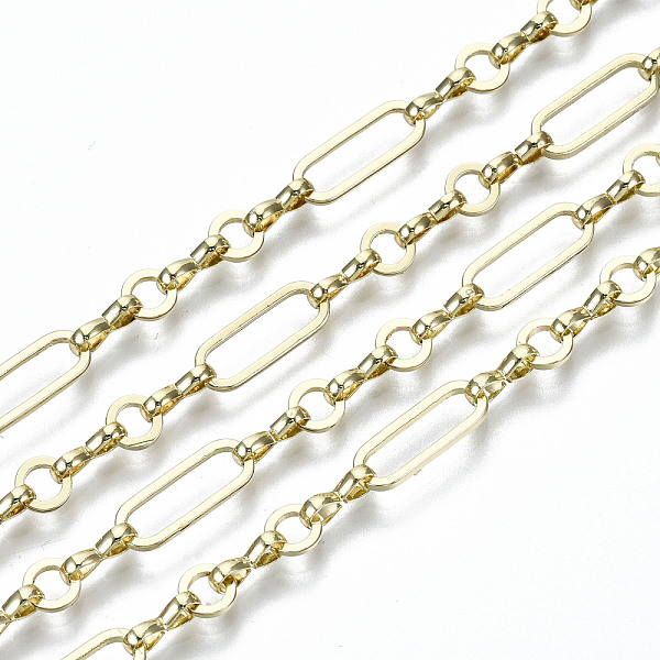 

PandaHall Brass Paperclip Chains, Drawn Elongated Cable Chains, Long-Lasting Plated, Soldered, Light Gold, Oval: 14x5.5x1mm, Ring: 5x1mm...