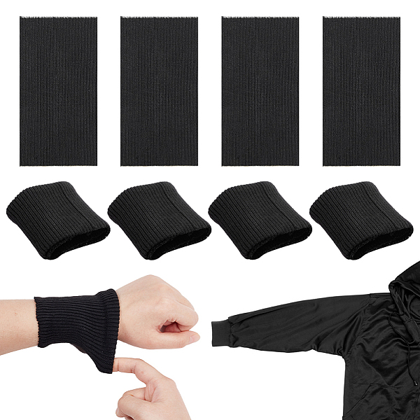 

PandaHall 10 Pcs Rib Knit Fabric, About 4.33 Inch Stretch Knit Threaded Hem Cuff About 2.36 Inch(6cm) Wide Polyester Ribbing Fabric for..., Black