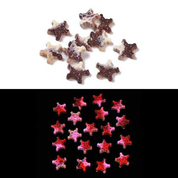 

PandaHall Luminous Resin Decoden Cabochons, Glow in the Dark, Cookie, Star, 10x10.5x2.5mm Resin Star