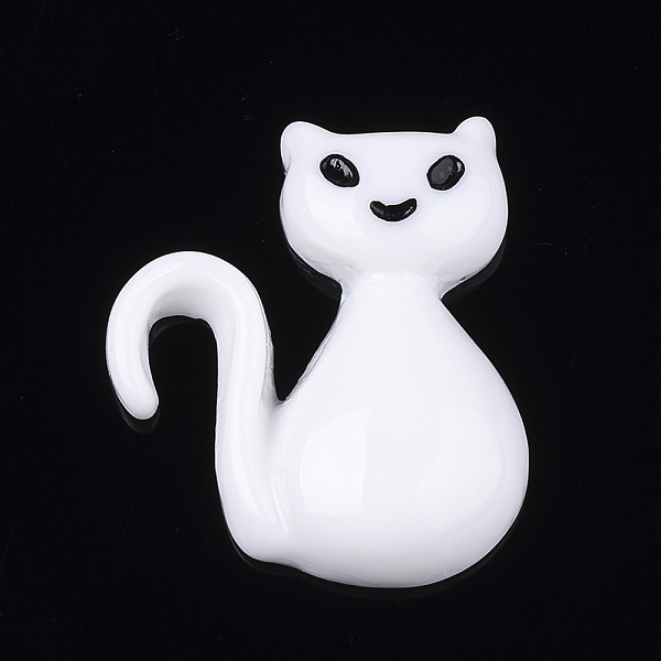 

PandaHall Resin Kitten Cabochons, Cartoon Cat, White, 25x21.5x6mm Resin Cat Shape White