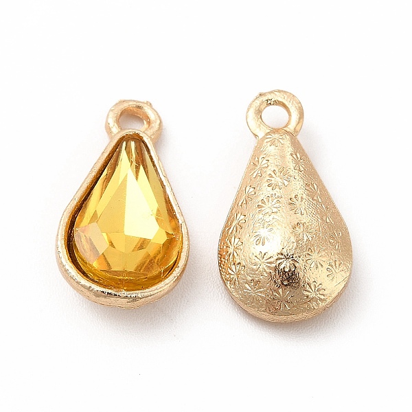 

PandaHall Faceted Glass Rhinestone Pendants, with Golden Zinc Alloy Setting, Teardrop Charm, Sunflower, 18x9.5x5.5mm, Hole: 1.5mm..., Yellow