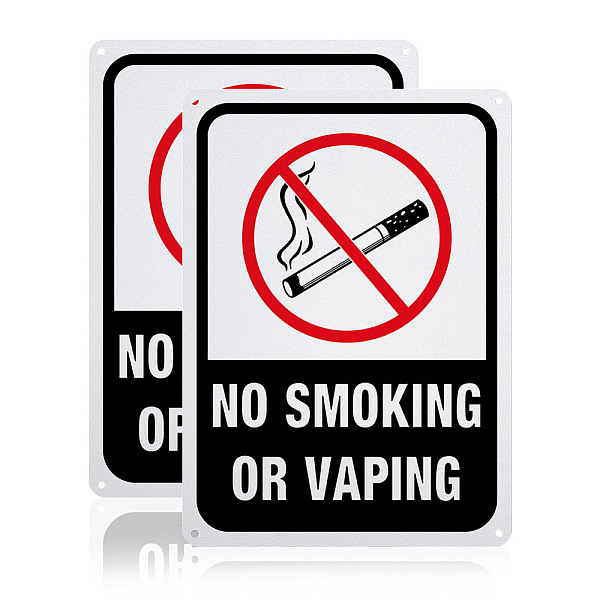 

PandaHall Globleland UV Protected & Waterproof Aluminum Warning Signs, No Smoking or Vaping Sign, Black, 250x180x1mm, Hole: 4mm Aluminum...