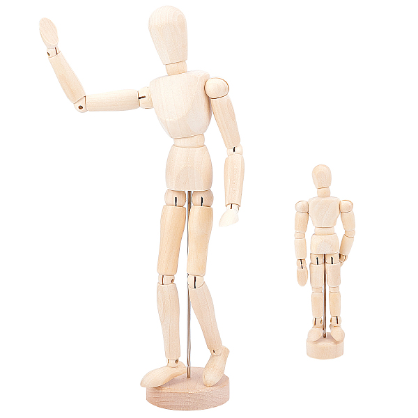 PandaHall OLYCRAFT 2pcs Artists Wooden Manikin Jointed Mannequin 13 & 5.6 Inches Moveable Wooden Manikin Figure with Flexible Joints for...