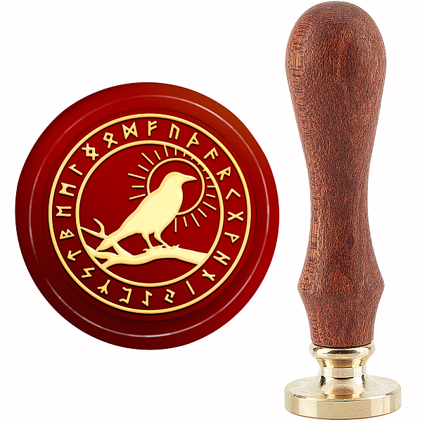

PandaHall CRASPIRE Crow Wax Seal Stamp Sun Sealing Wax Stamps 30mm Retro Vintage Removable Brass Stamp Head with Wood Handle for Invitations...