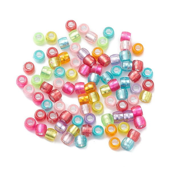 

PandaHall Plastic Beads, Silver Lined, Barrel, Mixed Color, 8x6mm, Hole: 3.7mm, about 1700pcs/500g Plastic Barrel Multicolor