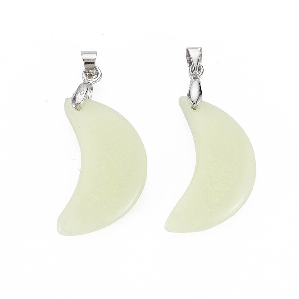 

PandaHall Synthetic Fluorite Pendants, with Platinum Plated Brass Findings, Moon, Light Yellow, 25x15x4.5mm, Hole: 3.5x4mm Fluorite Moon