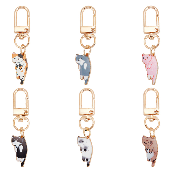 

PandaHall Olycraft 6Pcs 6 Colors Cute Cat Alloy Enamel Pendant Decorations, Swivel Clasps Charms, Clip-on Charms, for Keychain, Purse..., Multicolor