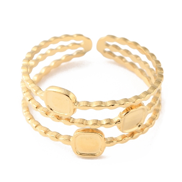 

PandaHall 304 Stainless Steel Rectangle Open Cuff Rings, Real 14K Gold Plated, US Size 6(16.5mm) 304 Stainless Steel