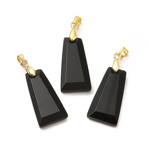 

PandaHall Natural Obsidian Pendants, Faceted Trapezoid Charms, with Rack Plating Golden Tone Brass Findings, Cadmium Free & Lead Free...
