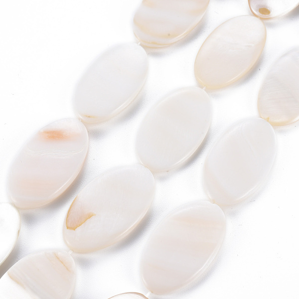 

PandaHall Natural Freshwater Shell Beads Strands, Oval, Seashell Color, 34~35x19~20x4~5mm, Hole: 0.6mm, about 34~35pcs/strand, 14.96 inch...