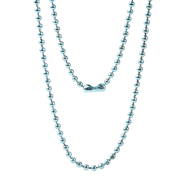 

PandaHall Iron Ball Bead Chains, Soldered, with Iron Ball Chain Connectors, Deep Sky Blue, 28 inch, 2.4mm Iron