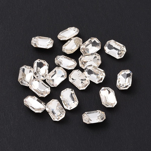 

PandaHall Glass Rhinestone Cabochons, Pointed Back & Silver Back Plated, Rectangle, Crystal, 6x4x2.5mm Glass Rhinestone Rectangle Clear