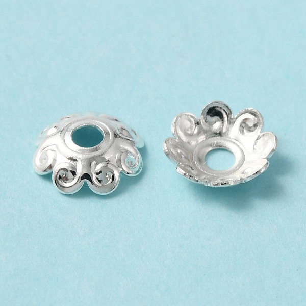 

PandaHall Rack Plating Brass Bead Cap, Cadmium Free & Lead Free, Long-Lasting Plated, Flower, Multi-Petal, Silver, 7x6.5x2mm, Hole: 1.5mm...
