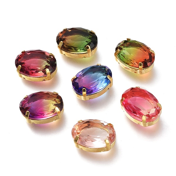 

PandaHall Sew on Rhinestone, Glass Rhinestone, with Golden Tone Brass Prong Settings, Garments Accessories, Oval, Faceted, Mixed Color..., Multicolor