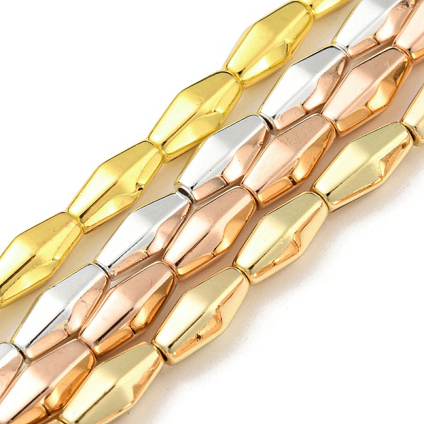 

PandaHall Electroplated Synthetic Non-magnetic Hematite Beads Strands, Rhombus, Mixed Color, 12~12.3x5.2~5.8x5.2~5.8mm, Hole: 1.2mm, about...