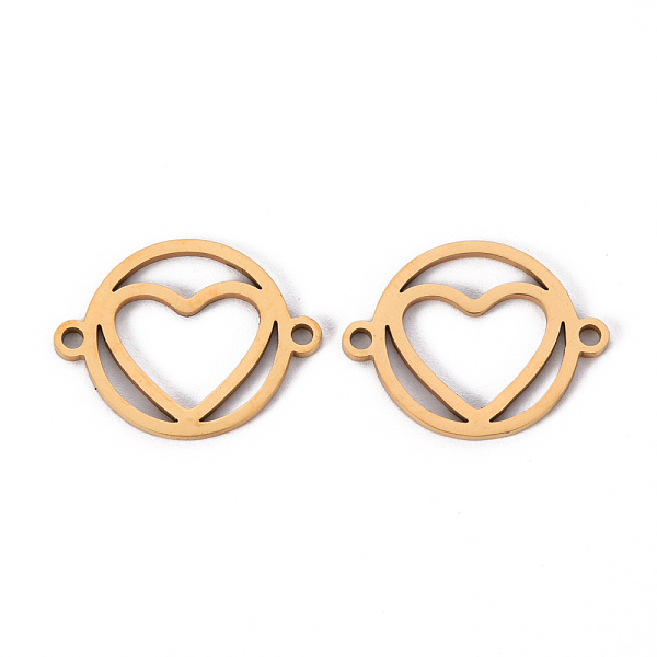 

PandaHall 201 Stainless Steel Link Connectors, Laser Cut, Flat Round with Heart, Golden, 15x19.5x1mm, Hole: 1.5mm 201 Stainless Steel Heart