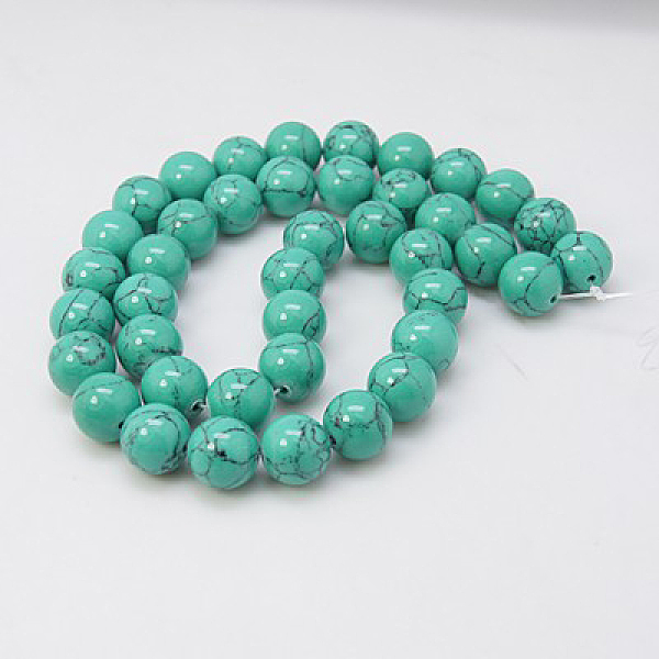 

PandaHall Synthetic Turquoise Beads Strands, Dyed, Round, Dark Turquoise, 4mm, Hole: 1mm, about 95pcs/strand, 15.7 inch Synthetic Turquoise..., Cyan