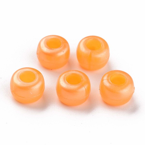 

PandaHall Plastic Pearlized Beads, Barrel, Orange, 9x6mm, Hole: 3.5mm, about 1900pcs/500g. Plastic Barrel Orange