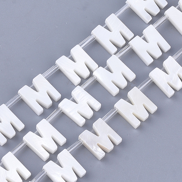 

PandaHall Freshwater Shell Beads, Top Drilled Beads, Letter.M, 10x9x3mm, Hole: 0.8mm Freshwater Shell Letter