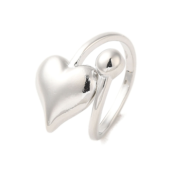 

PandaHall Heart & Round Brass Cuff Rings for Women, Platinum, Adjustable Brass Heart