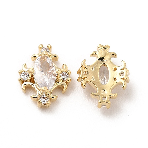 

PandaHall Brass Micro Pave Cubic Zirconia Cabochons, with Glass, Nail Art Decorations, Flower, 9x7x3mm Brass Flower Clear