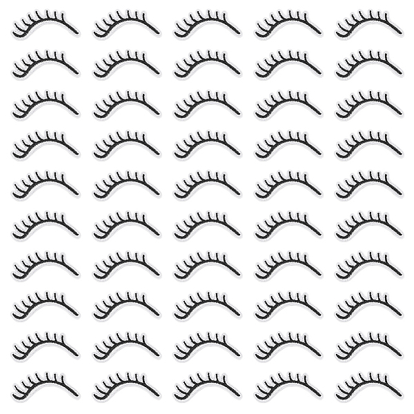 

PandaHall 50Pcs Eyelash Polyester Computerized Embroidery Cloth Iron On Patches, Costume Accessories, Appliques, Black, 49x16x1.5mm...