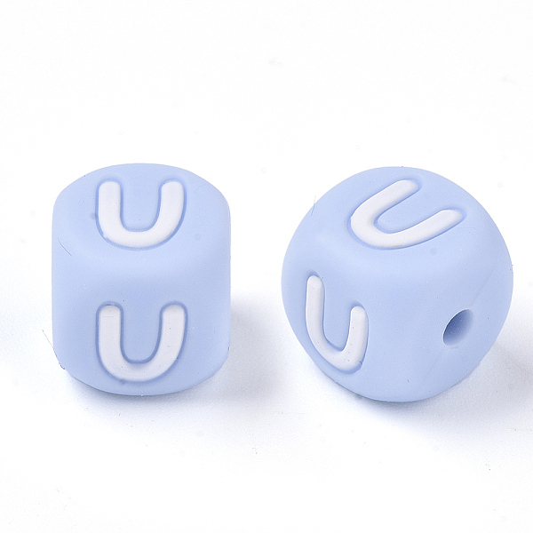 

PandaHall Food Grade Eco-Friendly Silicone Beads, Horizontal Hole, Chewing Beads For Teethers, DIY Nursing Necklaces Making, Letter Style..., Blue