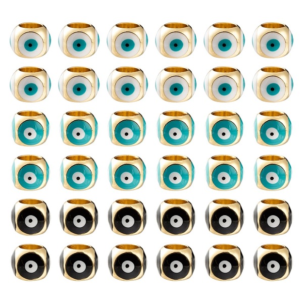 

PandaHall 6Pcs 3 Colors Brass European Enamel Beads, Long-Lasting Plated, Real 18K Gold Plated, Large Hole Beads, Round with Evil Eye, Mixed..., Multicolor