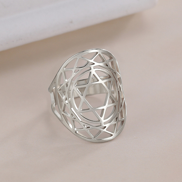 

PandaHall 304 Stainless Steel Adjustable Rings, Hollow Star of David, Stainless Steel Color, US Size 7 1/4(17.5mm) 304 Stainless Steel Star...