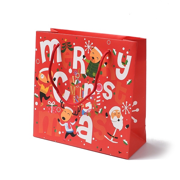 

PandaHall Christmas Santa Claus Print Paper Gift Bags with Nylon Cord Handle, Red, Square, 19.9x19.9x0.5cm, Unfold: 19.9x8.1x19.9cm Paper...