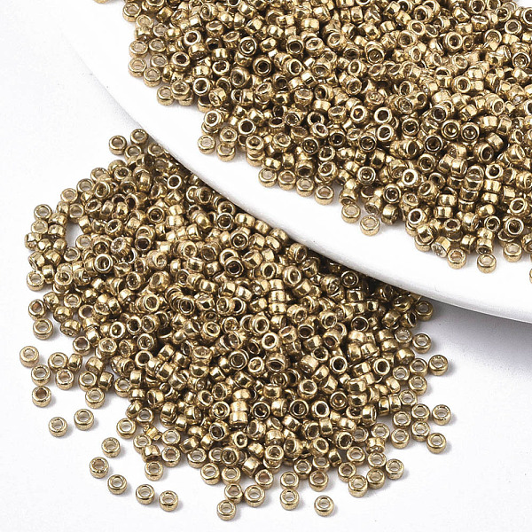 PandaHall Electroplate Glass Seed Beads, Fit for Machine Eembroidery, Metallic Colours, Round, Golden Plated, 2.5x1.5mm, Hole: 1mm, about...