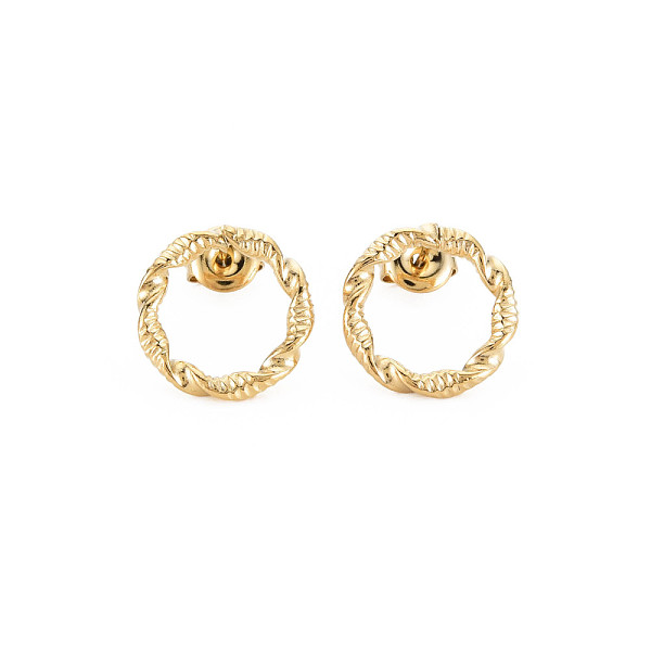 

PandaHall Ion Plating(IP) 304 Stainless Steel Hollow Ring Stud Earrings for Woman, Real 14K Gold Plated, 15mm, Pin: 0.7mm 304 Stainless...