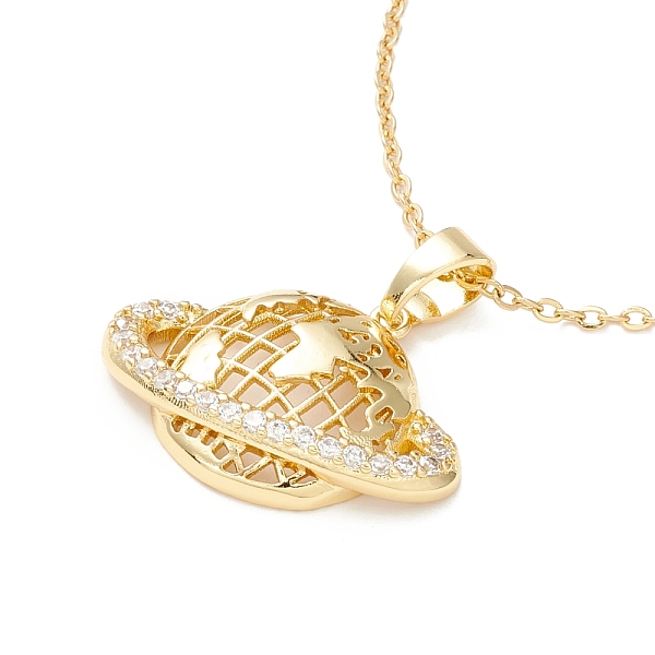 

PandaHall Clear Cubic Zirconia Planet Pendant Necklace, 304 Stainless Steel Jewelry for Women, Golden, 17.72 inch(45cm) Cubic Zirconia
