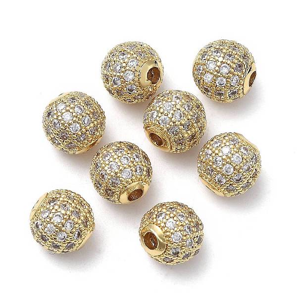 

PandaHall Brass Cubic Zirconia Beads, Round, Golden, 8x8mm, Hole: 1.5mm Brass+Cubic Zirconia Round