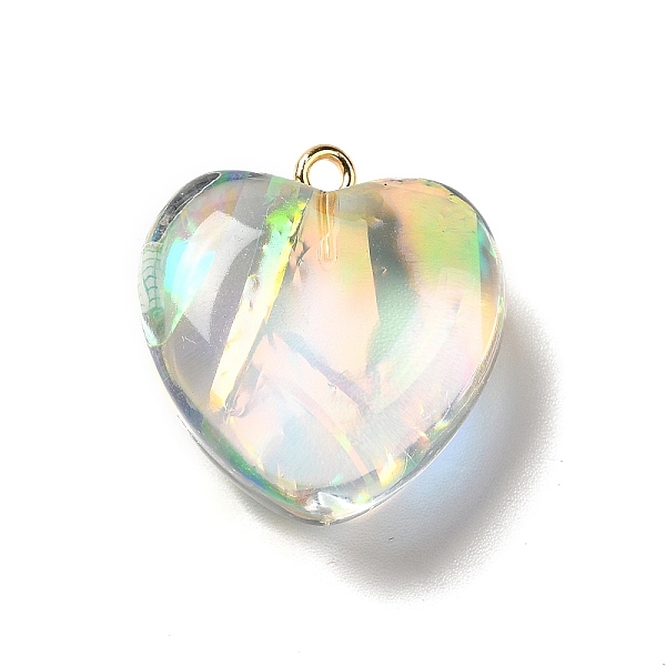 

PandaHall Transparent Resin Pendants, Heart Charms, with Gold Foil and Golden Tone Iron Loops, Clear, 23.5~24x22x11~12mm, Hole: 2mm...