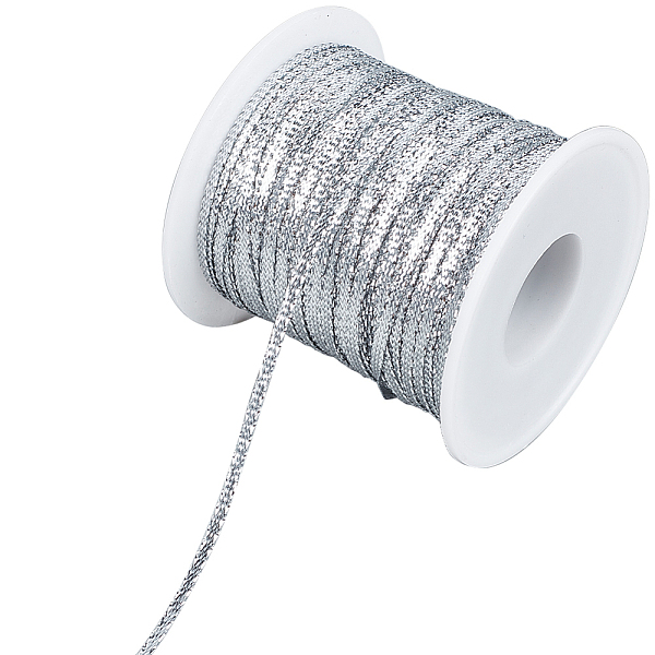 

PandaHall Gorgecraft 100M Nylon Braided Ribbon, Clothes Accessories, Flat, Silver, 1/8 inch(3mm), about 109.36 Yards(100m)/Roll Nylon None...