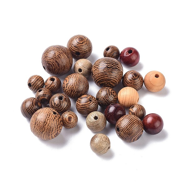 

PandaHall Wood Veins Beads, Round, Mixed Color, 6.5~12mm, Hole: 1~1.5mm, about 1785pcs/500g Wood Round Multicolor