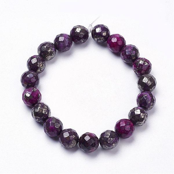 

PandaHall Natural Pyrite Beads Strands, Dyed, Round, Faceted, Dark Violet, 10~11x10~11mm, Hole: 1.5mm, about 19pcs/strand, 7.8 inch(20cm)..., Purple