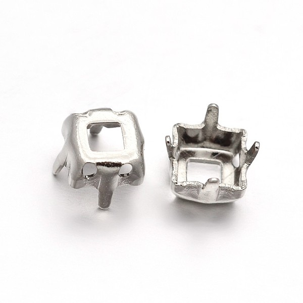 

PandaHall Square Brass Sew on Prong Settings, Claw Settings for Pointed Back Rhinestone, Open Back Settings, Platinum, 12x12x0.4mm, Fit for...