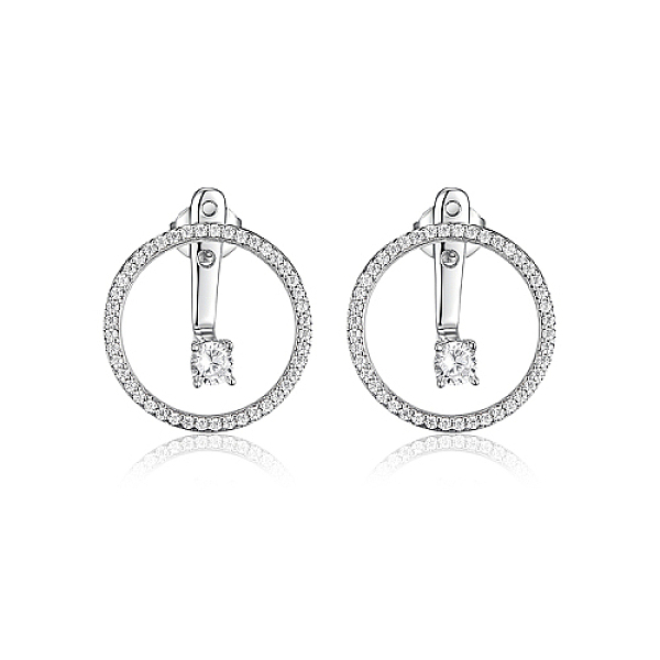 

PandaHall Ring Rhodium Plated 925 Sterling Silver Stud Earrings, with Cubic Zirconia, Platinum, No Size Sterling Silver Ring