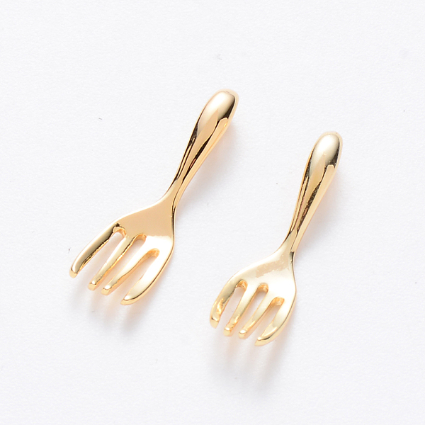 

PandaHall Brass Pendants, Nickel Free, Fork, Real 18K Gold Plated, 16.5x4.5x3mm, Hole: 1.5mm Brass Tableware