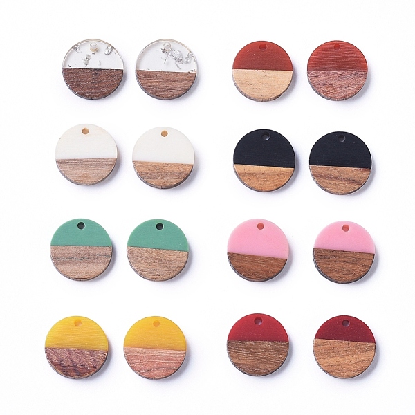 

PandaHall Flat Round Resin & Walnut Wood Pendants, Two Tone, DIY Craft Embellishments, for Jewelry Making, Mixed Color, 18x3.5mm, Hole..., Multicolor
