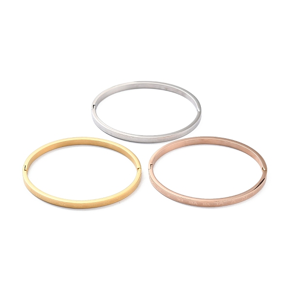 

PandaHall 3Pcs 3 Color Ion Plating(IP) 304 Stainless Steel Roman Numerals Bangle, Stackable Bracelet for Women, Mixed Color, Inner Diameter...