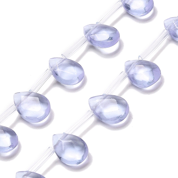 

PandaHall K9 Glass Beads Strands, Top Drilled, Faceted, Teardrop, Light Steel Blue, 12x8x3.5mm, Hole: 0.8mm, about 25pcs/strand, 14.80''...