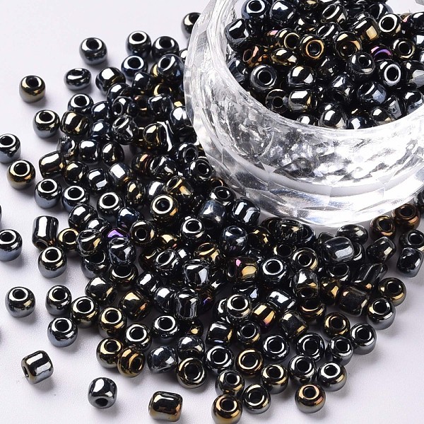 

PandaHall 6/0 Glass Seed Beads, Iris Round, Colorful, 4mm, Hole: 1mm, about 4500pcs/pound Glass