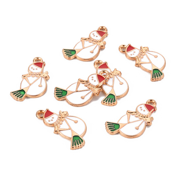 

PandaHall Eco-Friendly Alloy Enamel Pendants, Cadmium Free & Lead Free & Nickel Free, Light Gold, Christmas Snowman, White, 24.5x15x1.5mm...