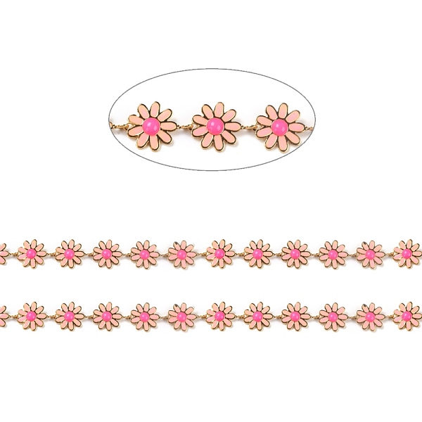 

PandaHall Golden Brass Enamel Link Chain, Long-Lasting Plated, with Spool, Unwelded, Daisy, Pink, 13.5x10x1.5mm, 32.8 Feet(10m)/roll...