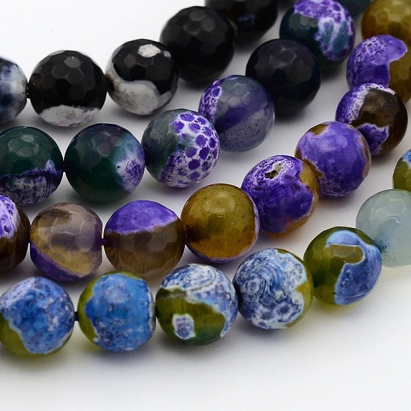 

PandaHall Natural Weathered Agate Faceted Round Beads Strands, Dyed, Grade A, Mixed Color, 10mm, Hole: 1mm, about 37pcs/strand, 15 inch..., Multicolor